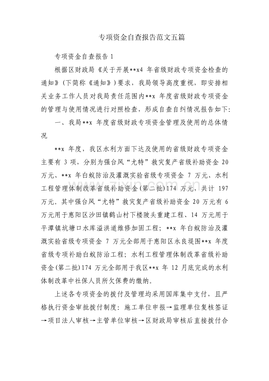专项资金自查报告范文五篇.pdf_第1页