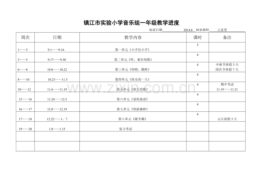 一年级上进度表.doc_第1页
