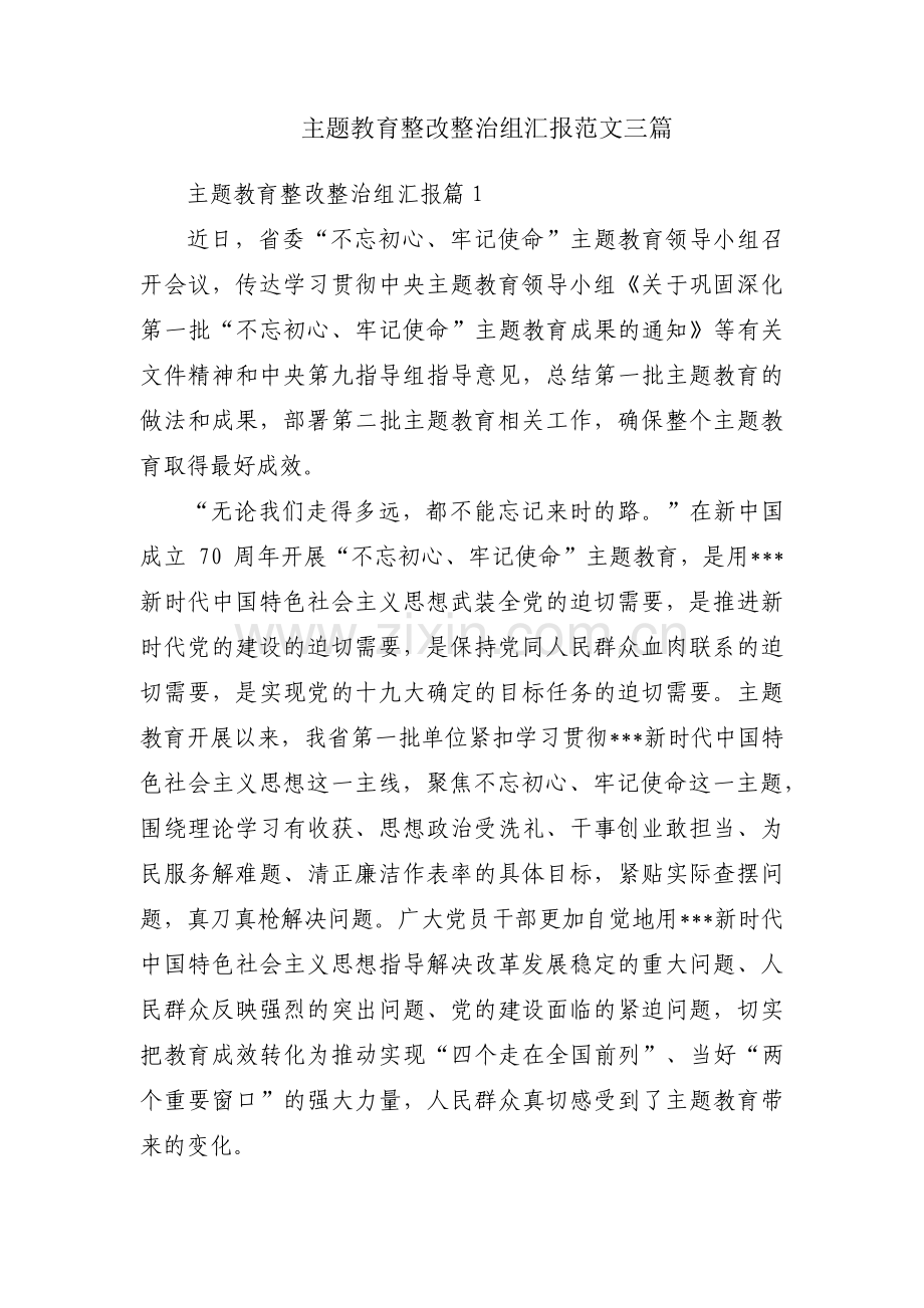 主题教育整改整治组汇报范文三篇.pdf_第1页
