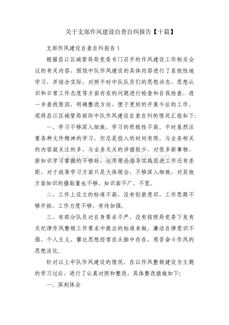 关于支部作风建设自查自纠报告【十篇】.pdf_第1页