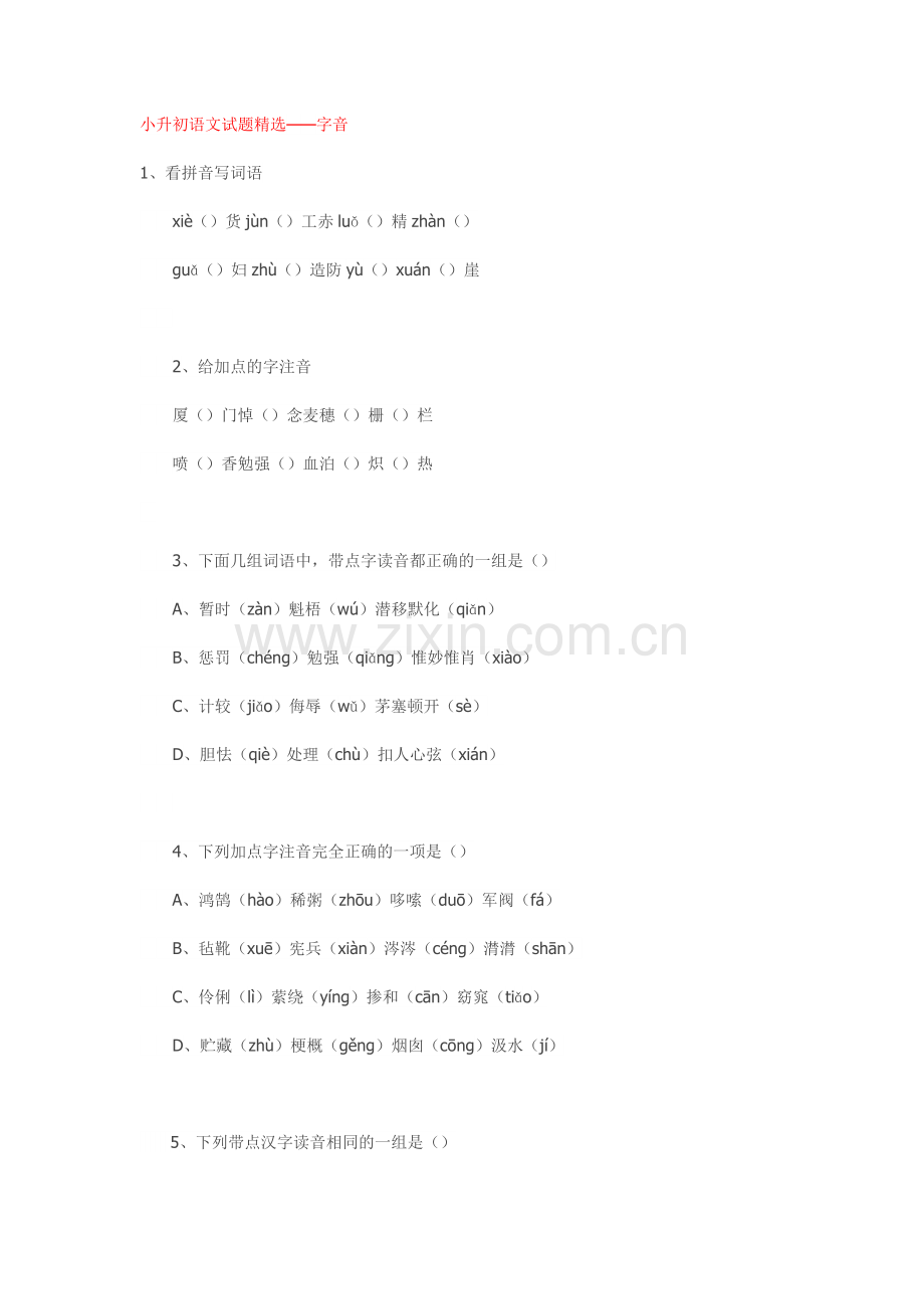 小升初语文试题.doc_第1页