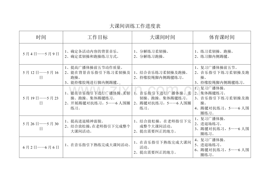 大课间训练工作进度表.doc_第1页