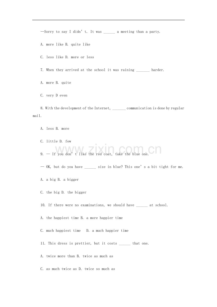 高考英语语法突破：比较结构陷阱题专练（含答案解析）.doc_第2页