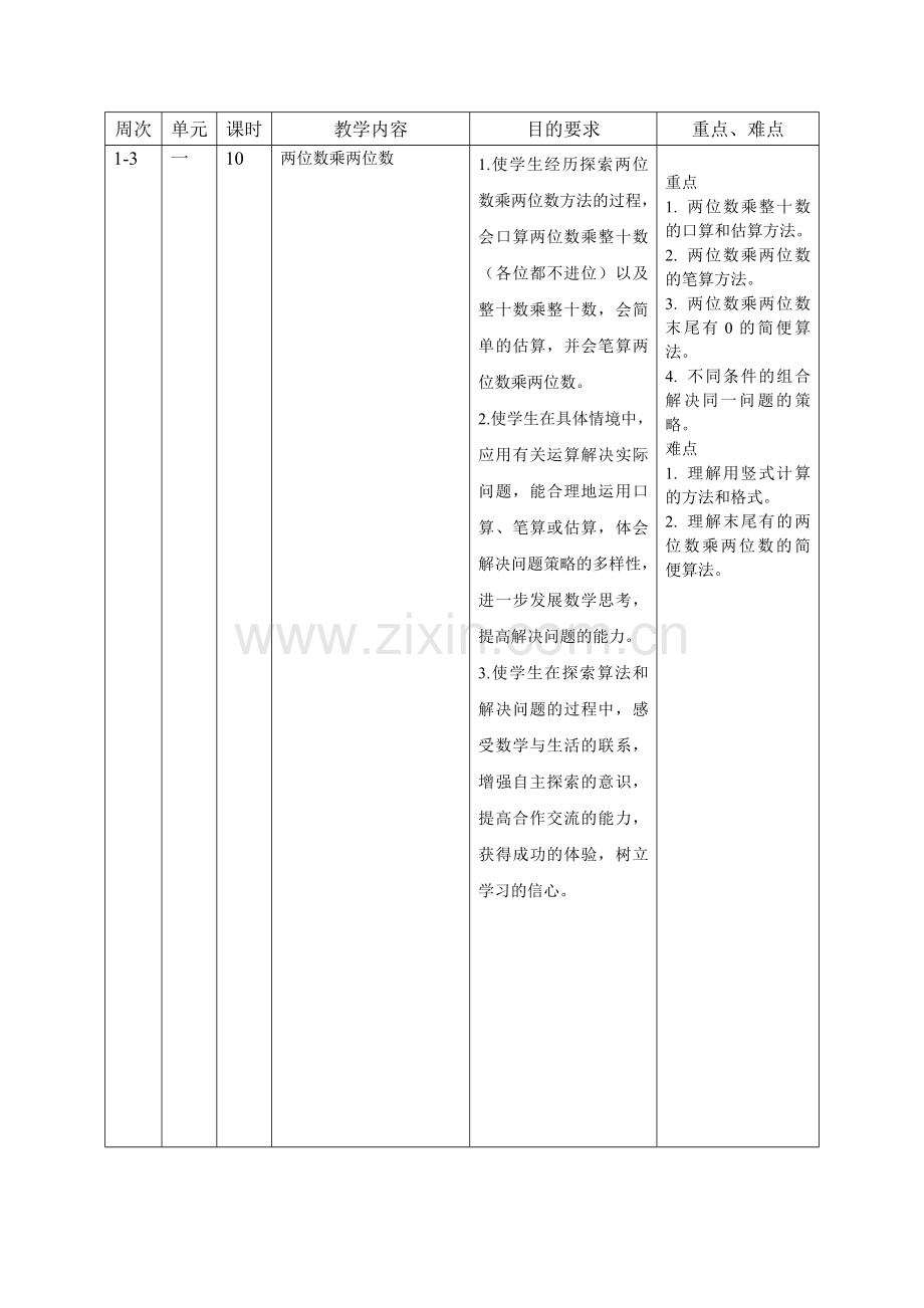 三年级数学教学工作计划表格.doc_第2页