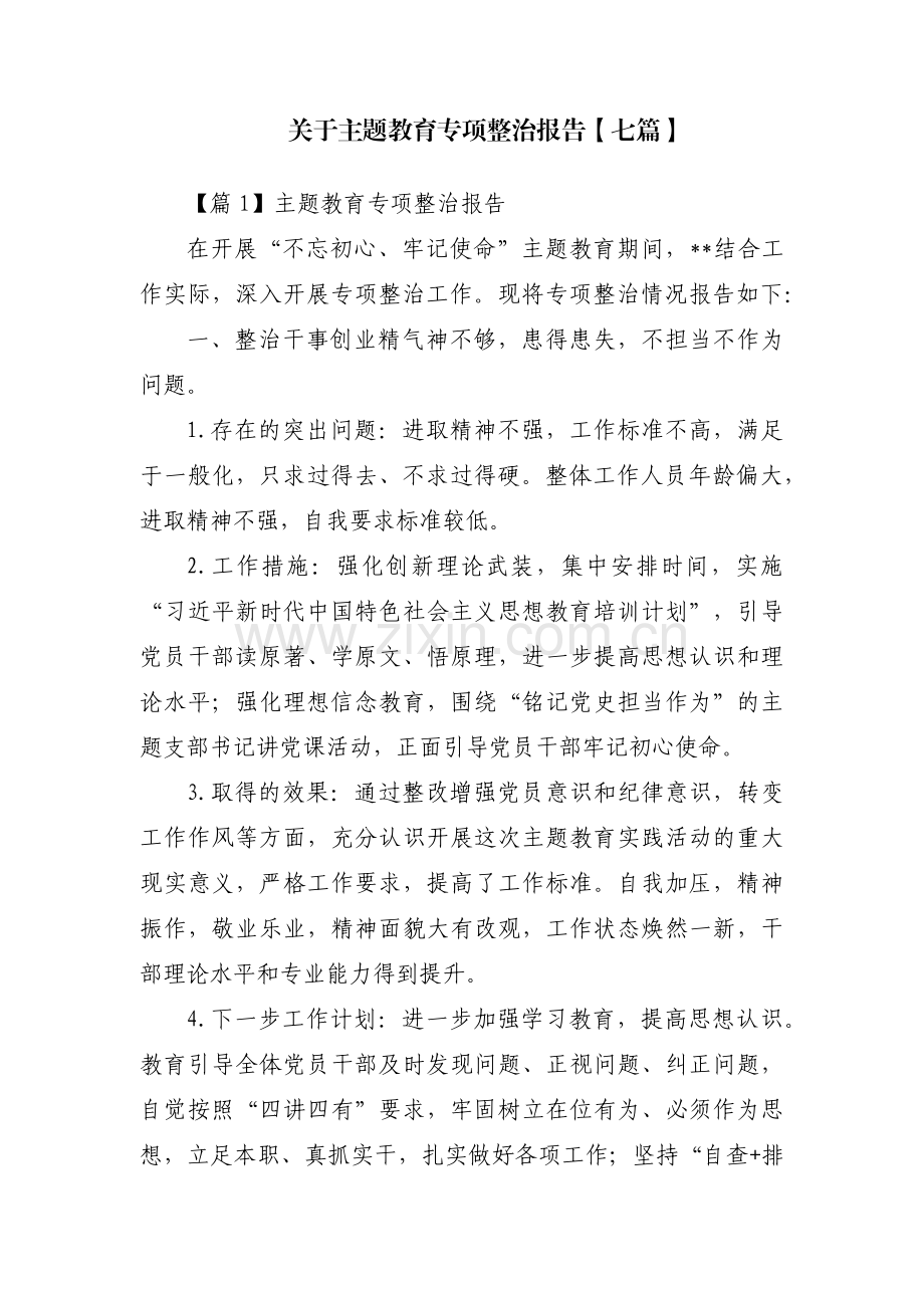 关于主题教育专项整治报告【七篇】.pdf_第1页