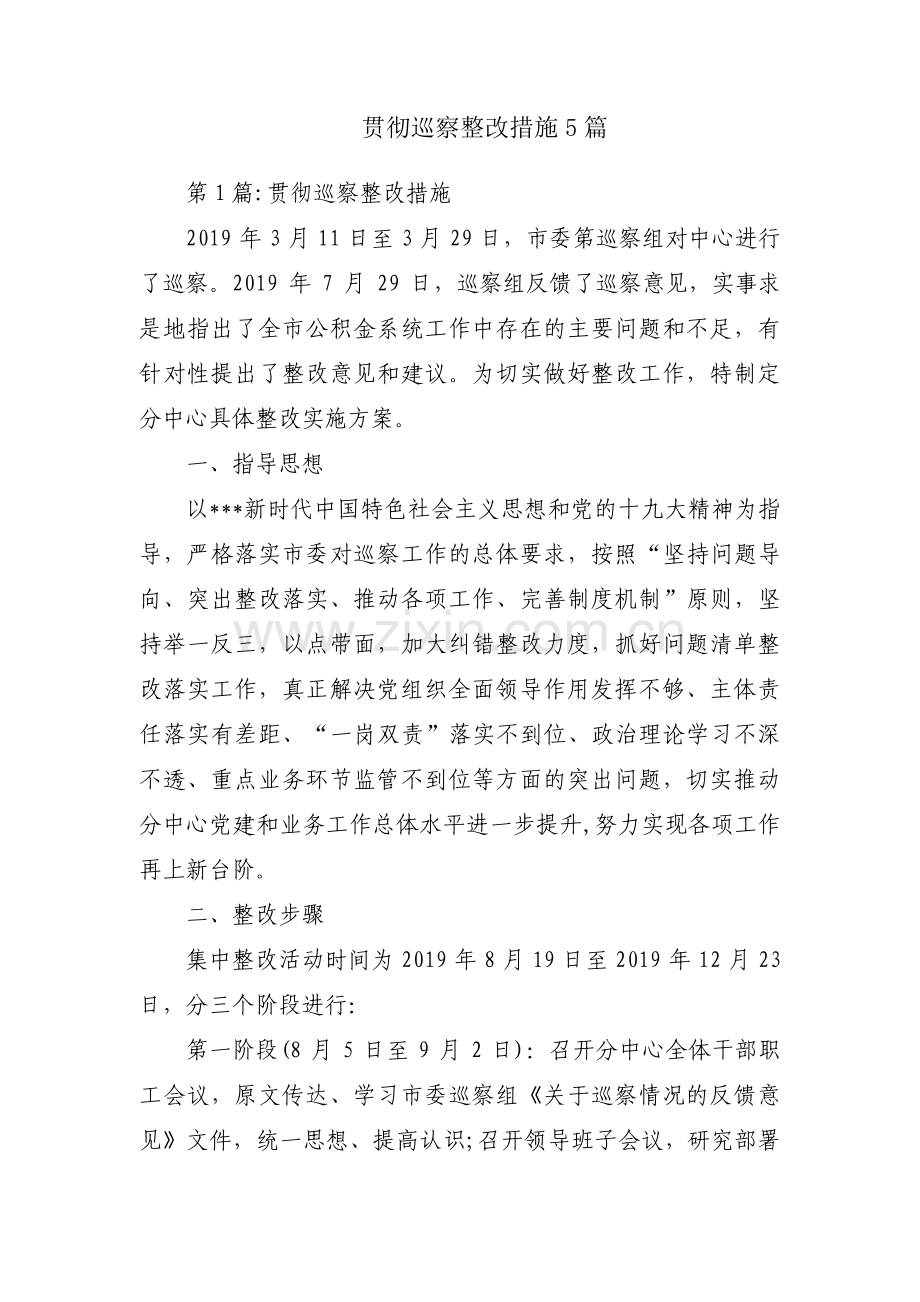 贯彻巡察整改措施5篇.pdf_第1页