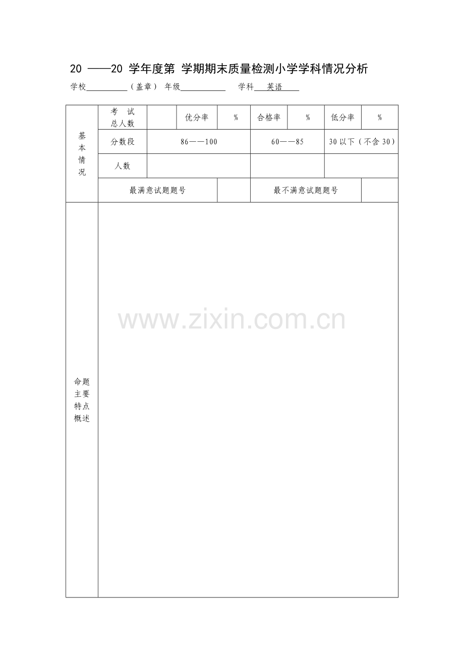 英语期末试卷分析.doc_第1页