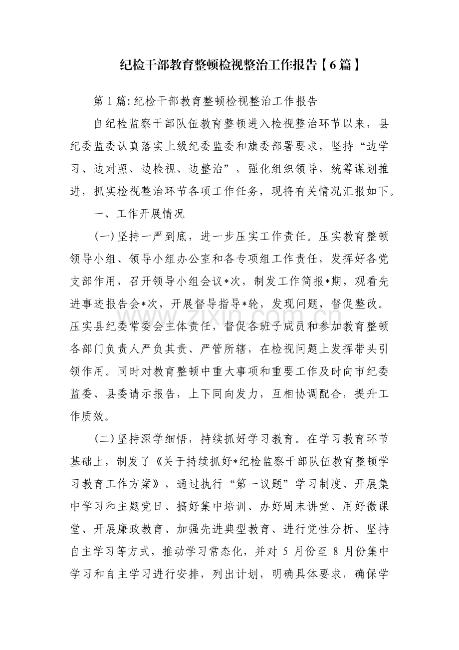 纪检干部教育整顿检视整治工作报告【6篇】.pdf_第1页