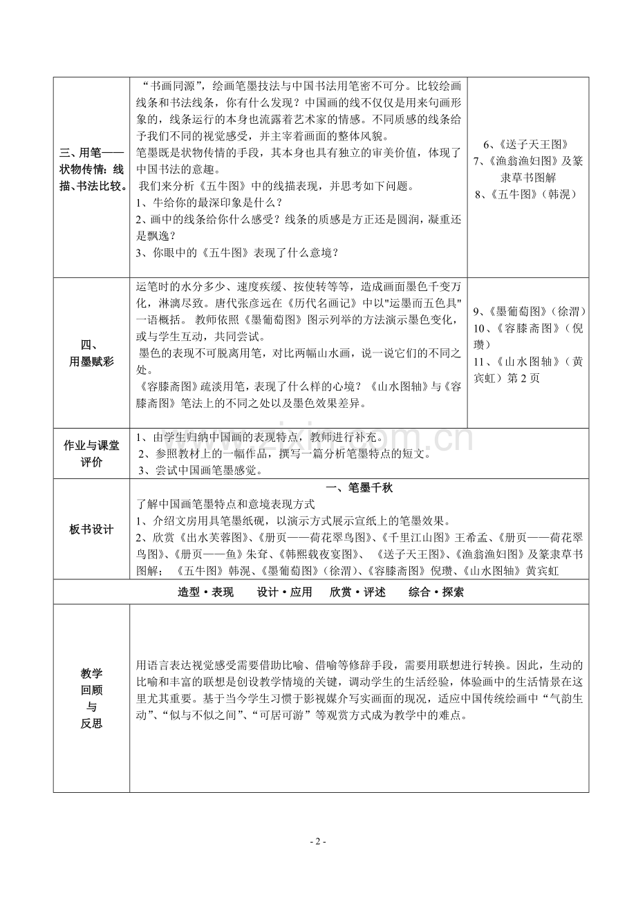 湘教版-初中美术八年级上册-新版全部教案.doc_第2页