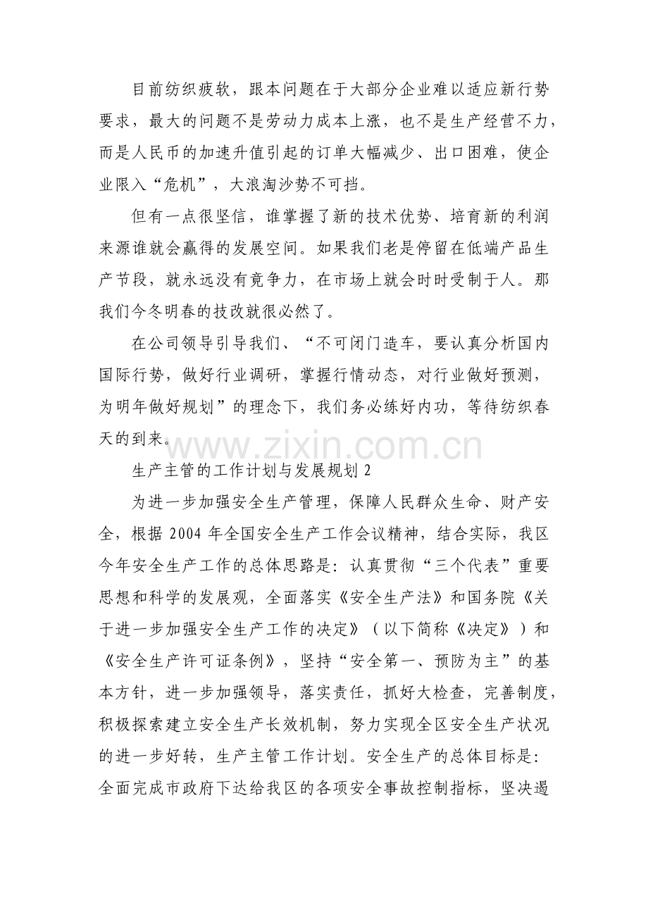 生产主管的工作计划与发展规划集合4篇.pdf_第2页
