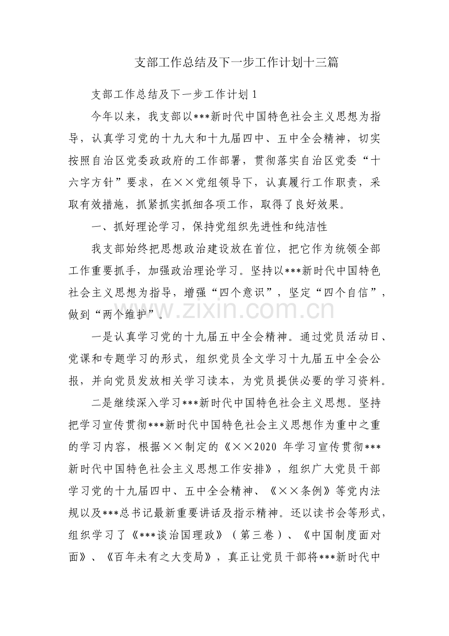 支部工作总结及下一步工作计划十三篇.pdf_第1页