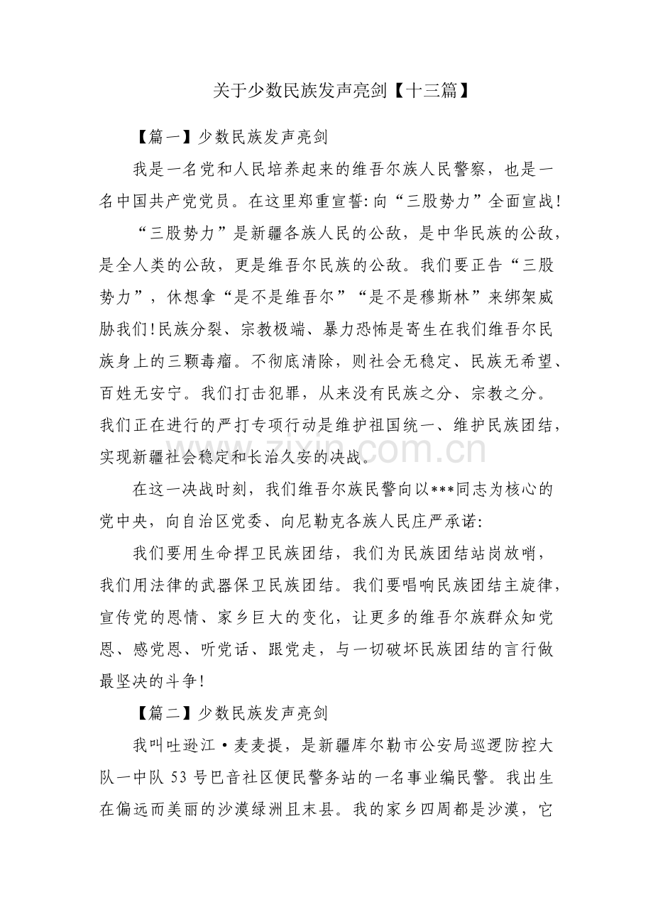 关于少数民族发声亮剑【十三篇】.pdf_第1页