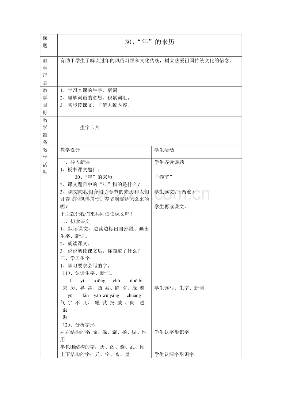 《年”的来历》教学设计.doc_第1页