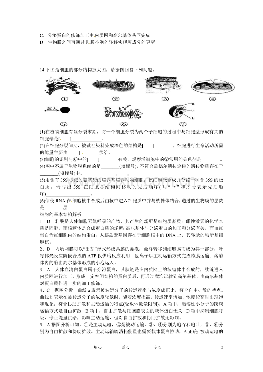 云南省陇川县高考生物第二轮复习-细胞基本结构习题.doc_第2页