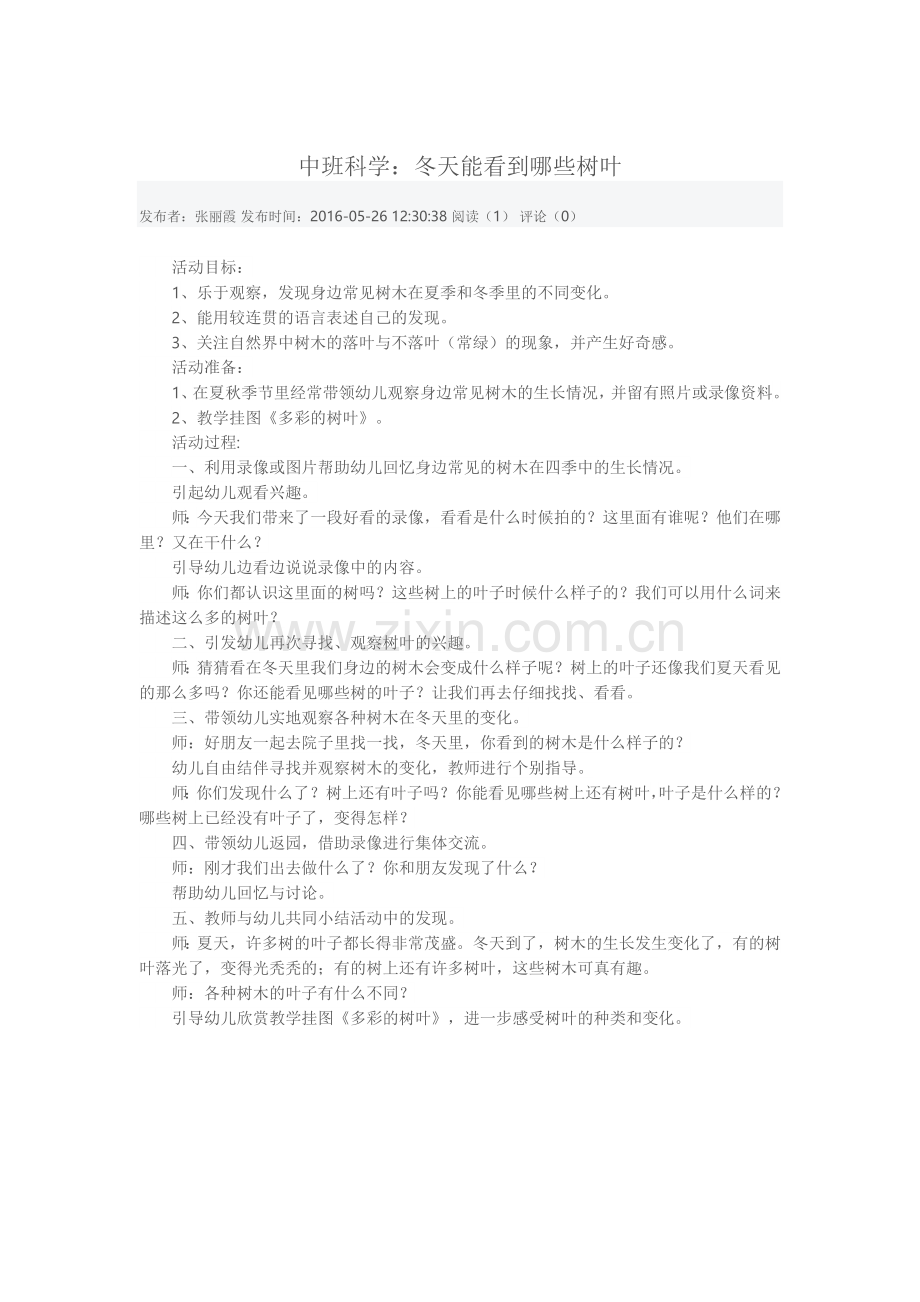 中班科学：冬天能看到哪些树叶.doc_第1页