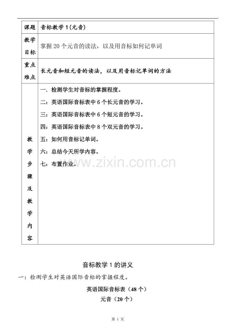 音标教学经典教案.doc_第1页