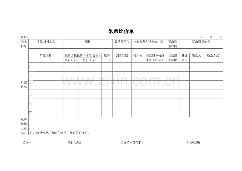 工程设备材料采购比价表.doc_第1页