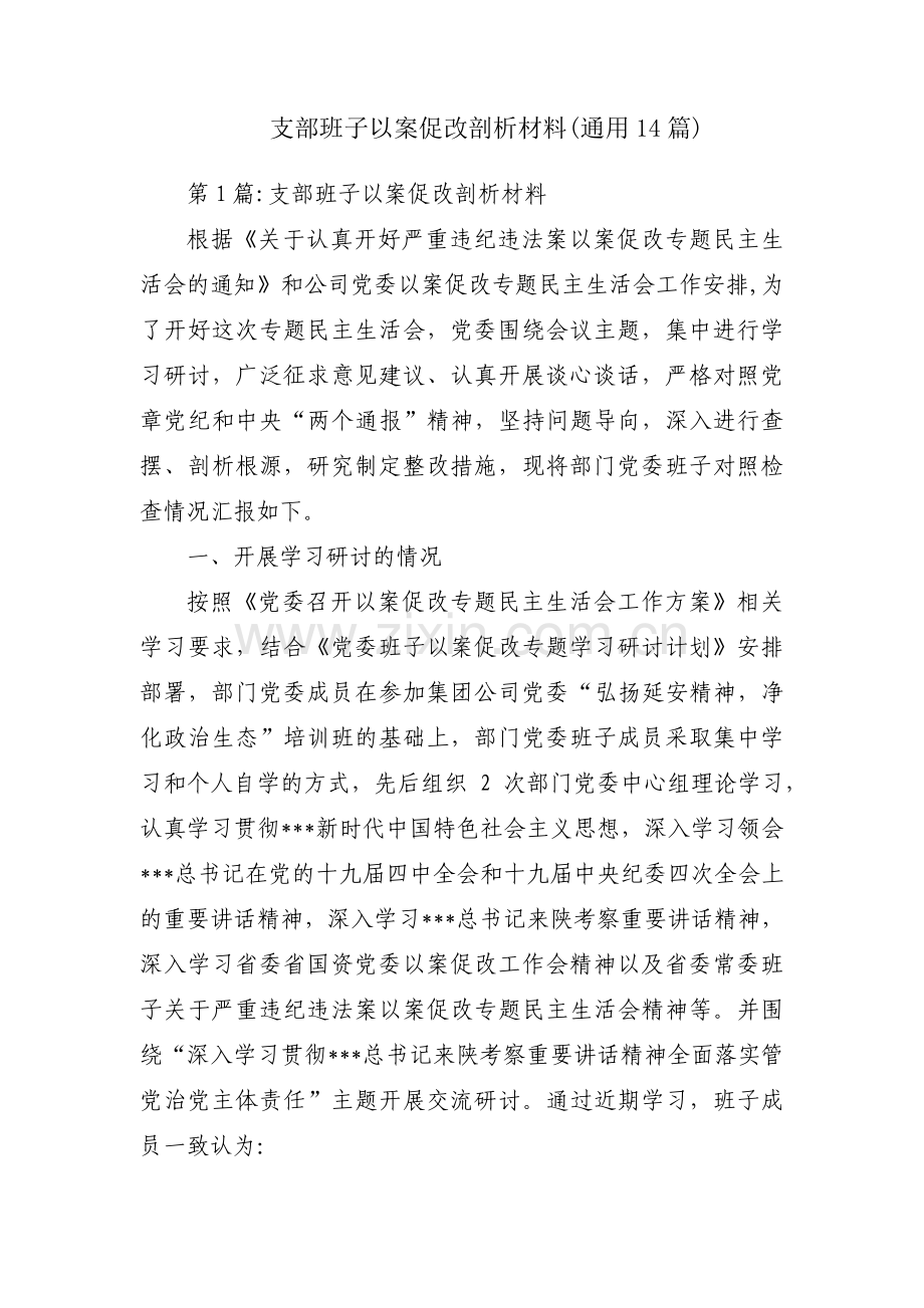 支部班子以案促改剖析材料(通用14篇).pdf_第1页