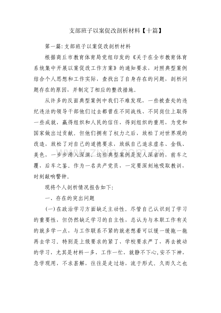 支部班子以案促改剖析材料【十篇】.pdf_第1页