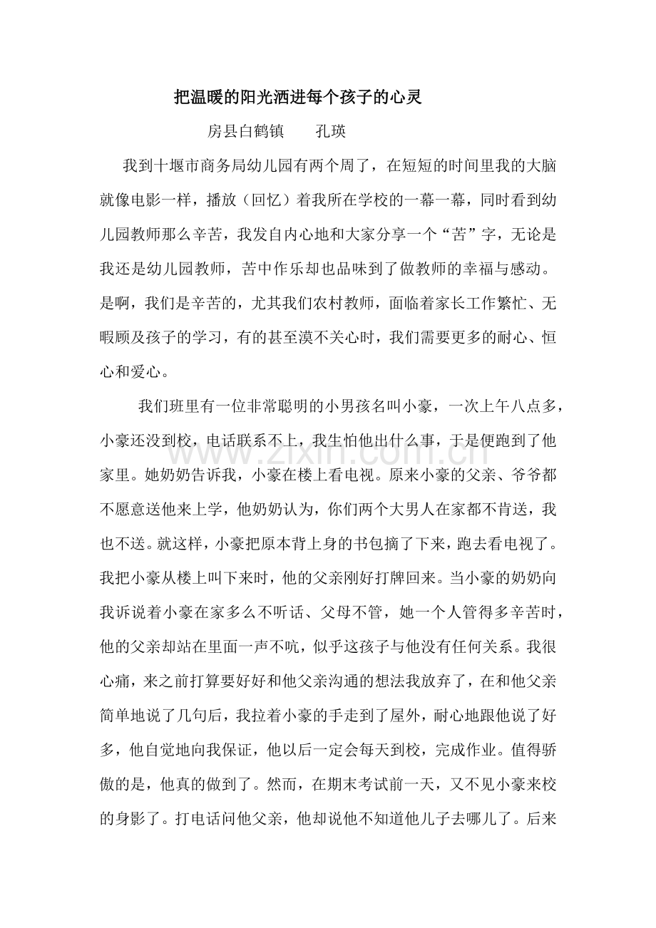 把温暖的阳光洒进每个孩子的心灵.docx_第1页