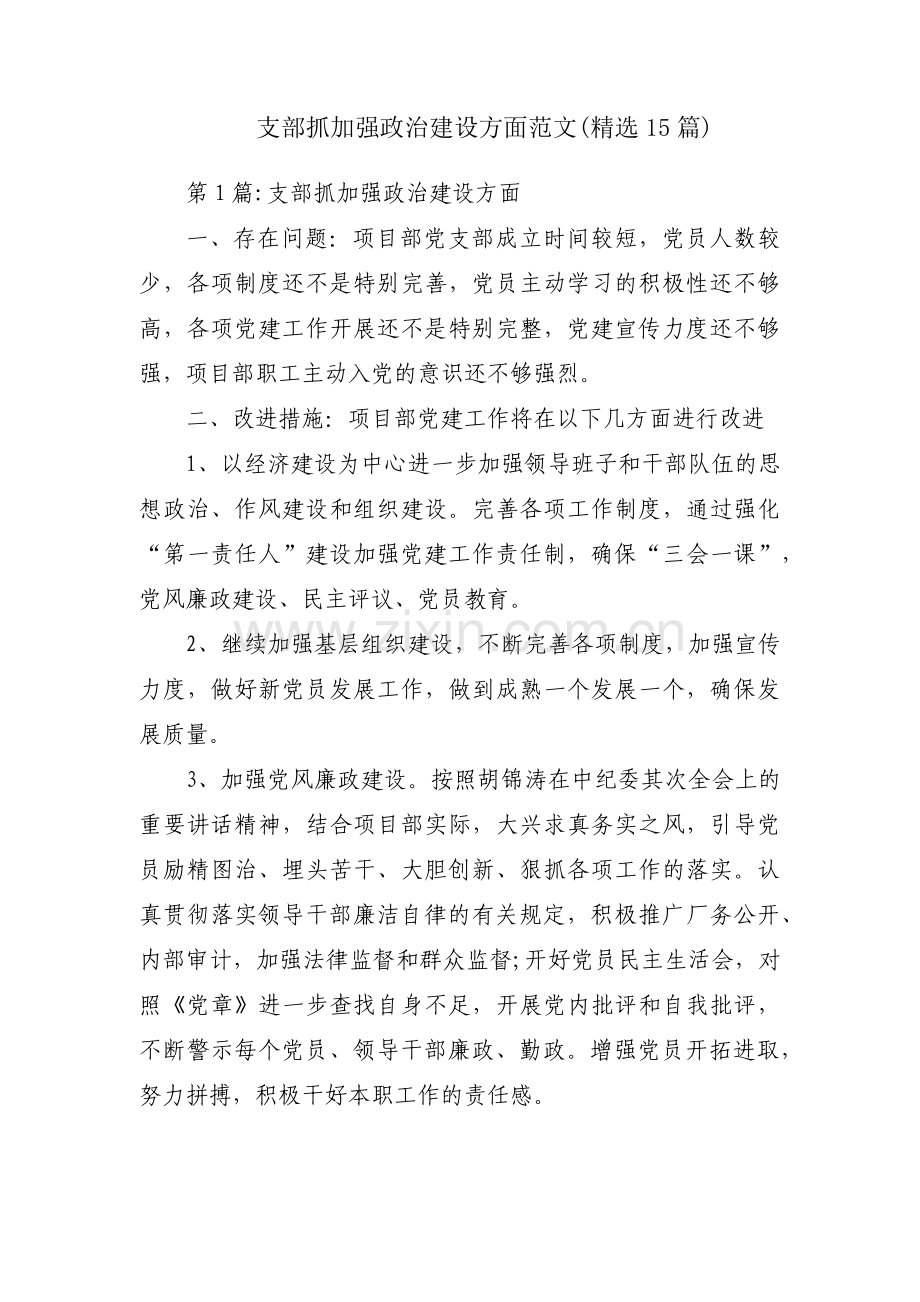 支部抓加强政治建设方面范文(15篇).pdf_第1页