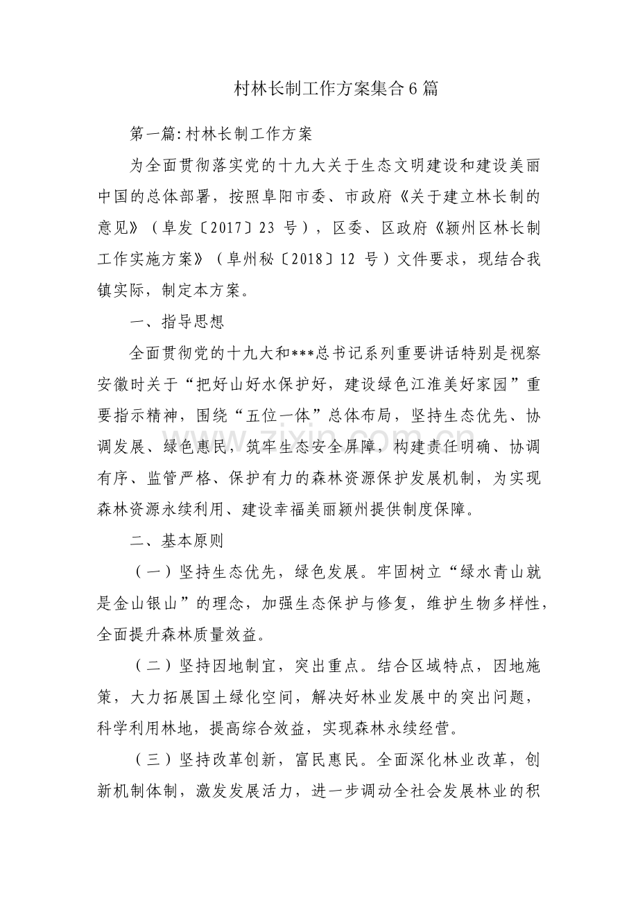 村林长制工作方案集合6篇.pdf_第1页