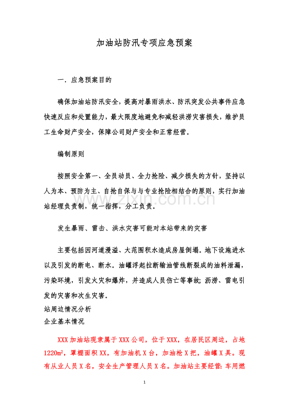 加油站防汛专项应急预案模版.doc_第1页