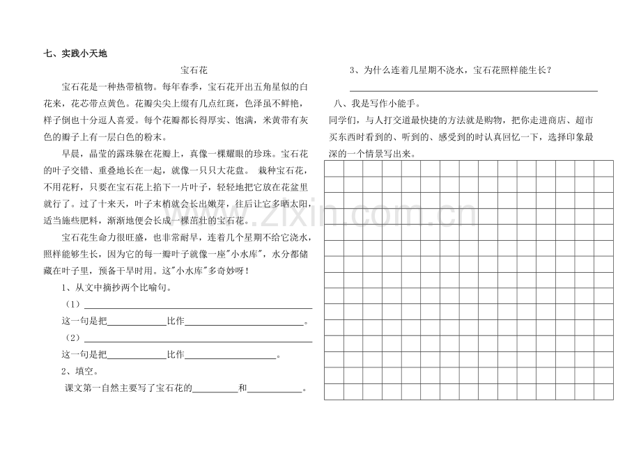 S版_小学三年级语文上册第八单元检测卷.doc_第2页