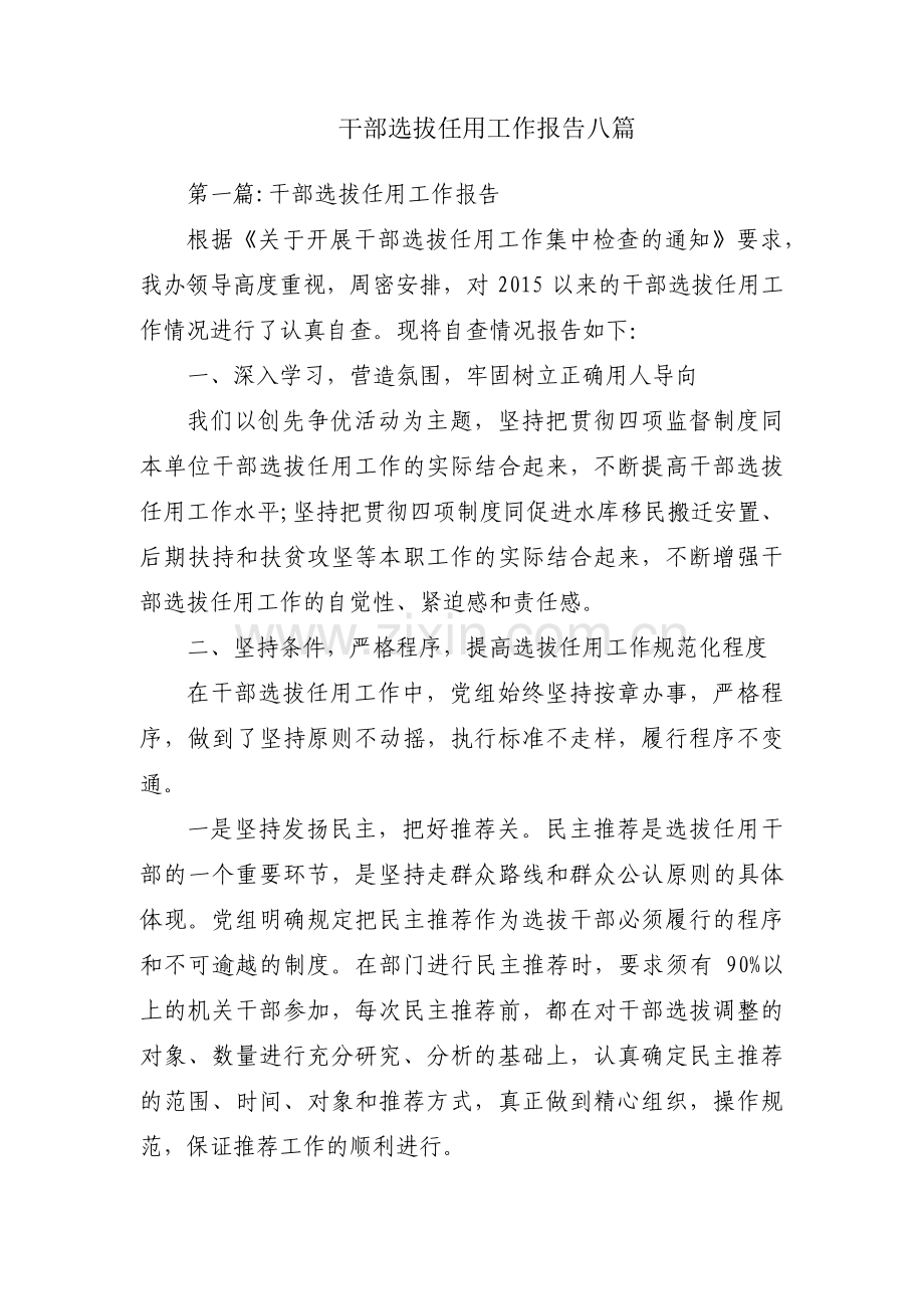 干部选拔任用工作报告八篇.pdf_第1页