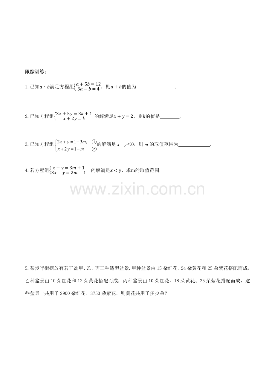 方程组与不等式中整体思想跟踪训练.docx_第1页
