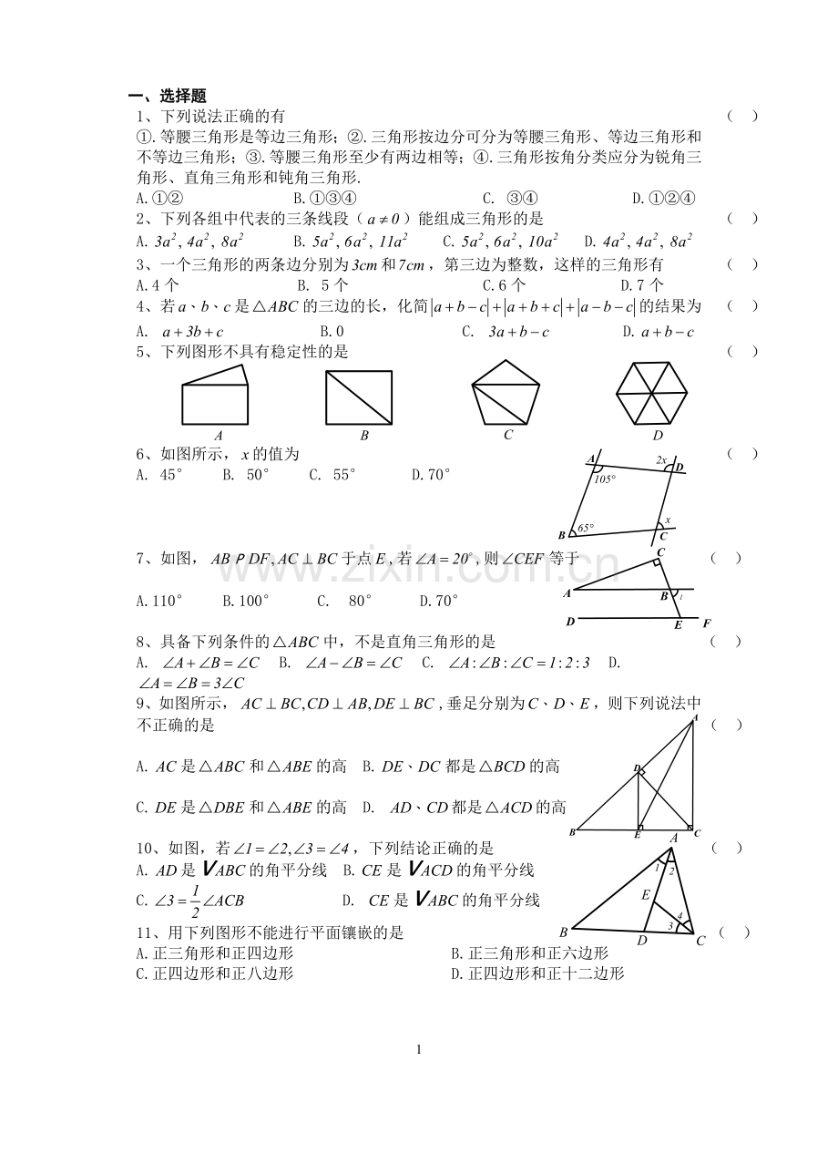 三角形专题训练.doc_第1页