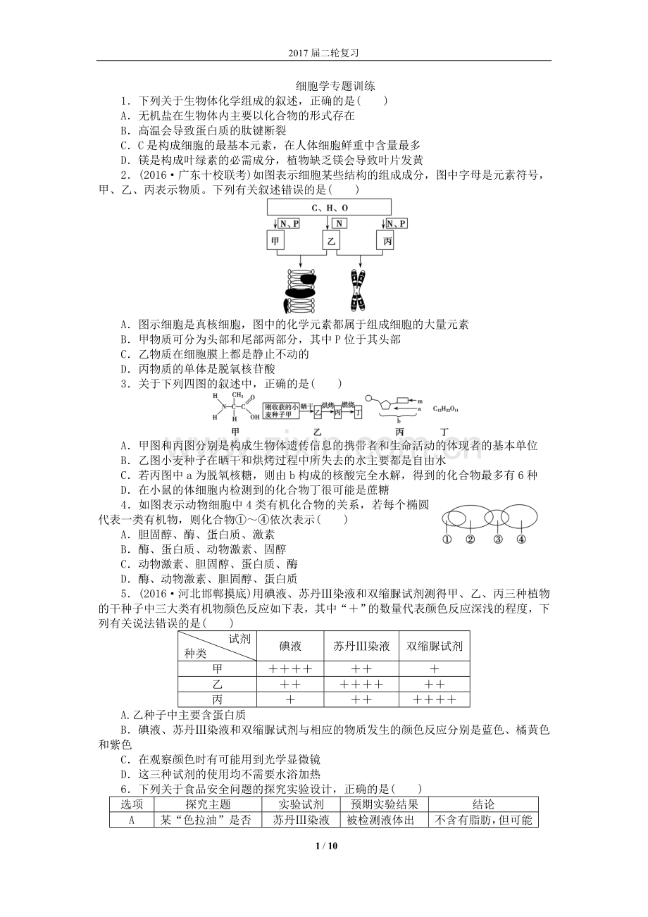 细胞学专题训练.doc_第1页