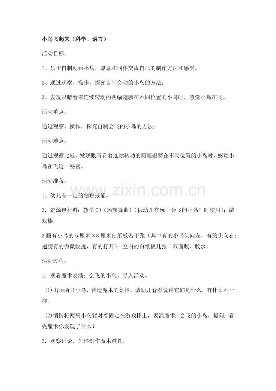 科学活动小鸟飞起来.docx_第1页