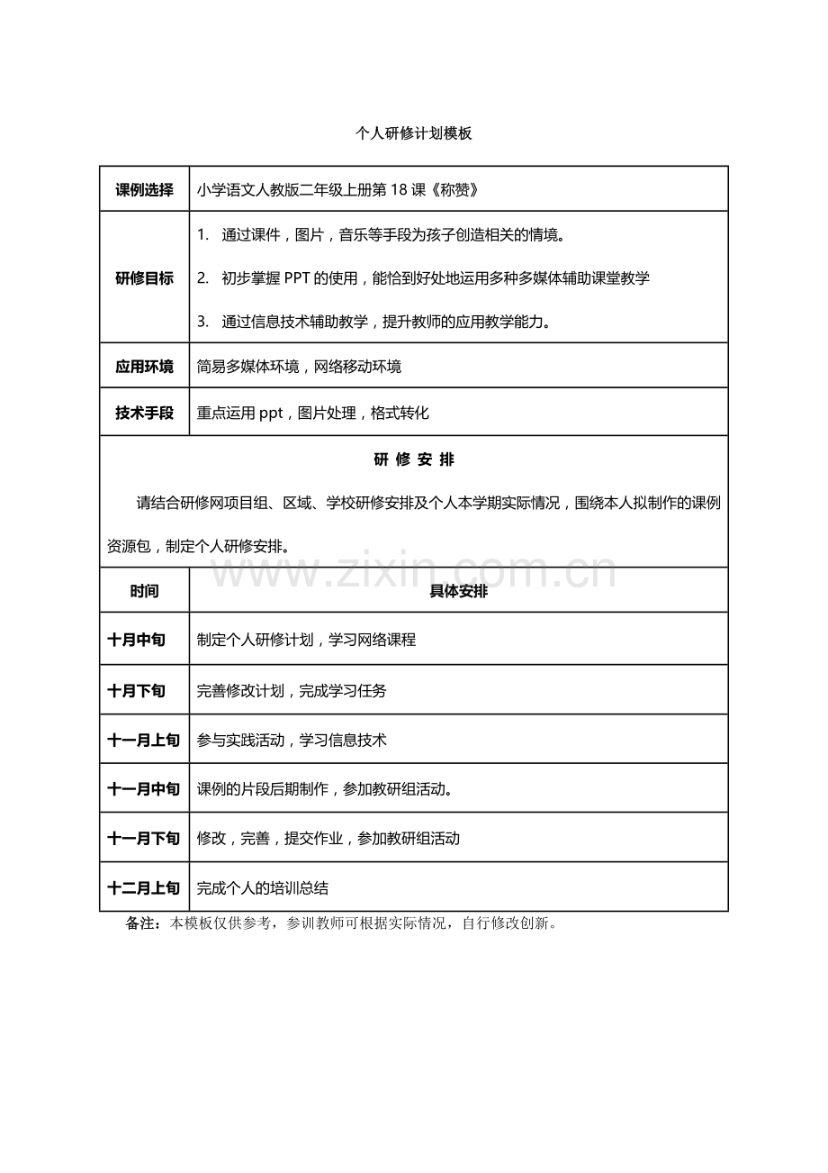 胡威威个人研修计划.docx_第1页