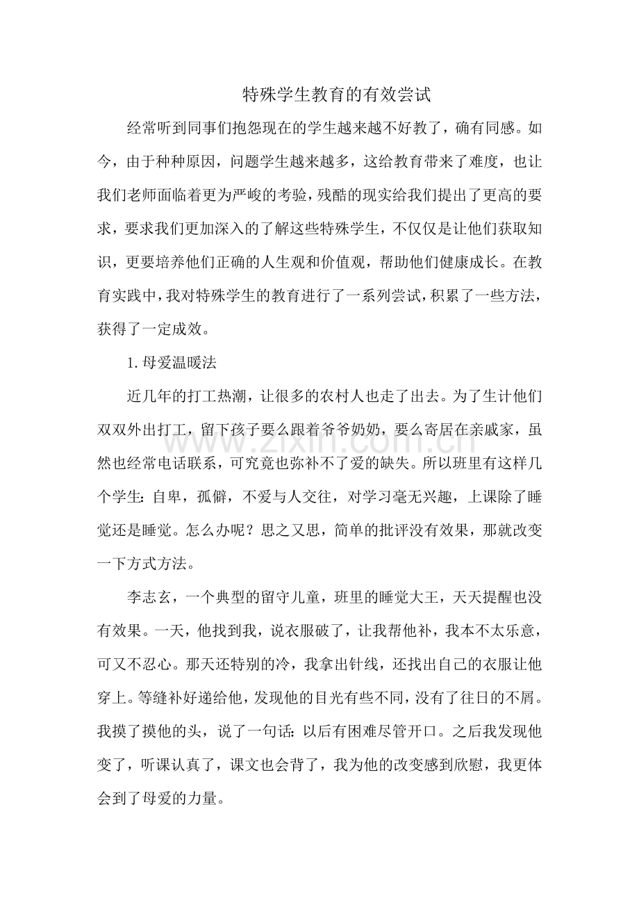 特殊学生教育的有效尝试.doc_第1页