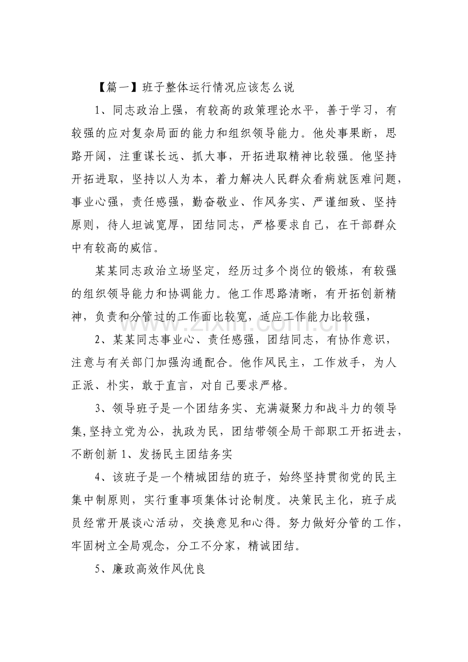 班子整体运行情况应该怎么说【十三篇】.pdf_第1页