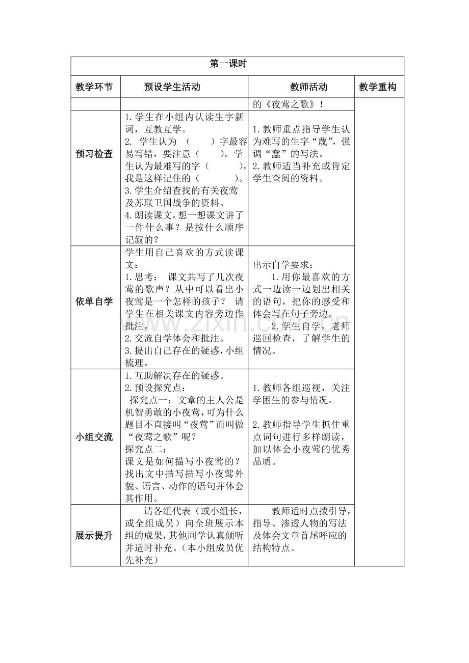白银区第一小学六年级语文上册《夜莺之歌》学导案.doc_第2页