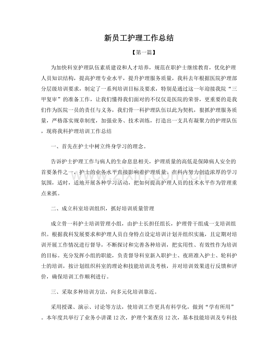 新员工护理工作总结.docx_第1页