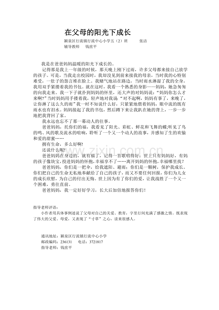 在父母的阳光下成长.doc_第1页