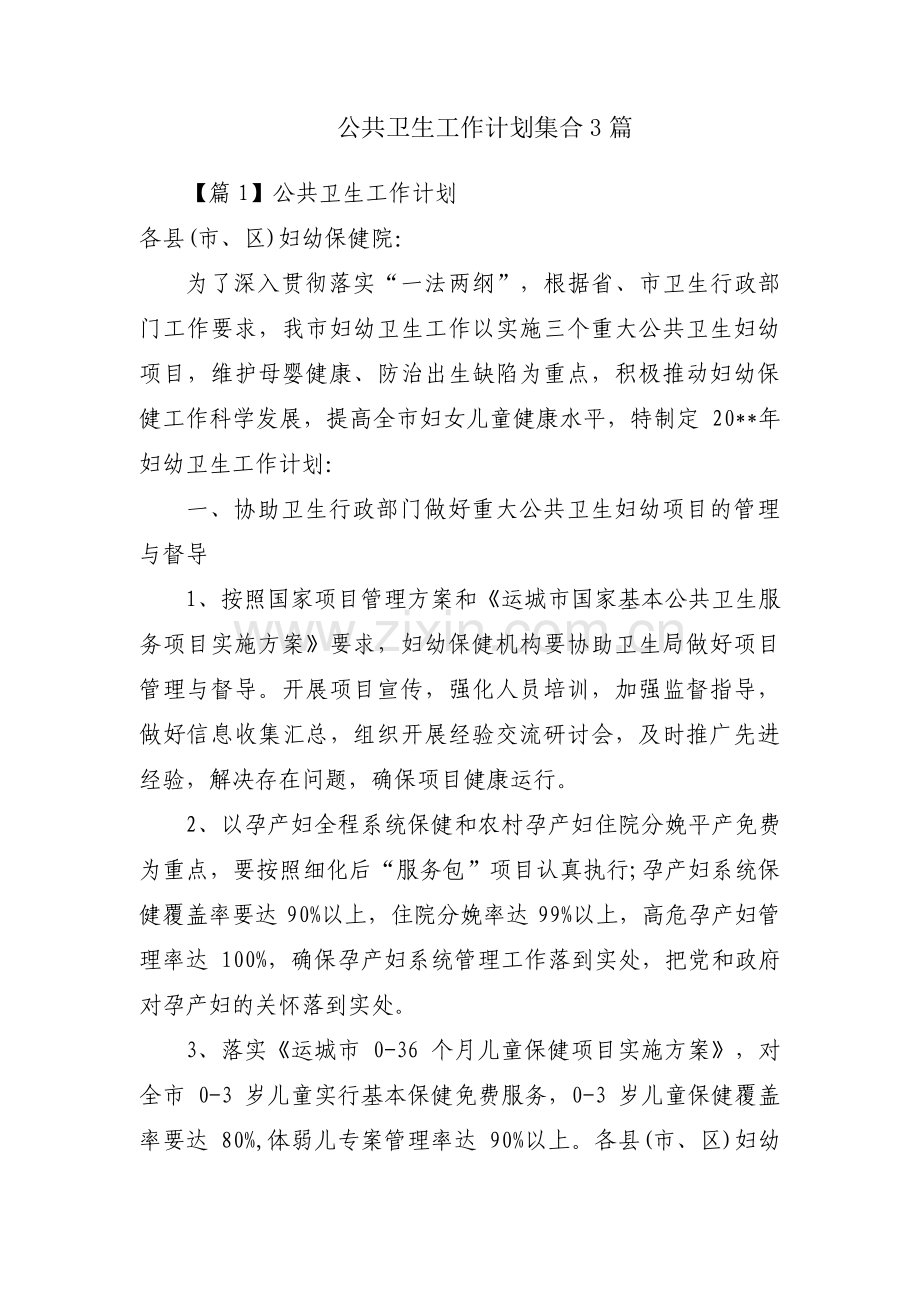 公共卫生工作计划集合3篇.pdf_第1页