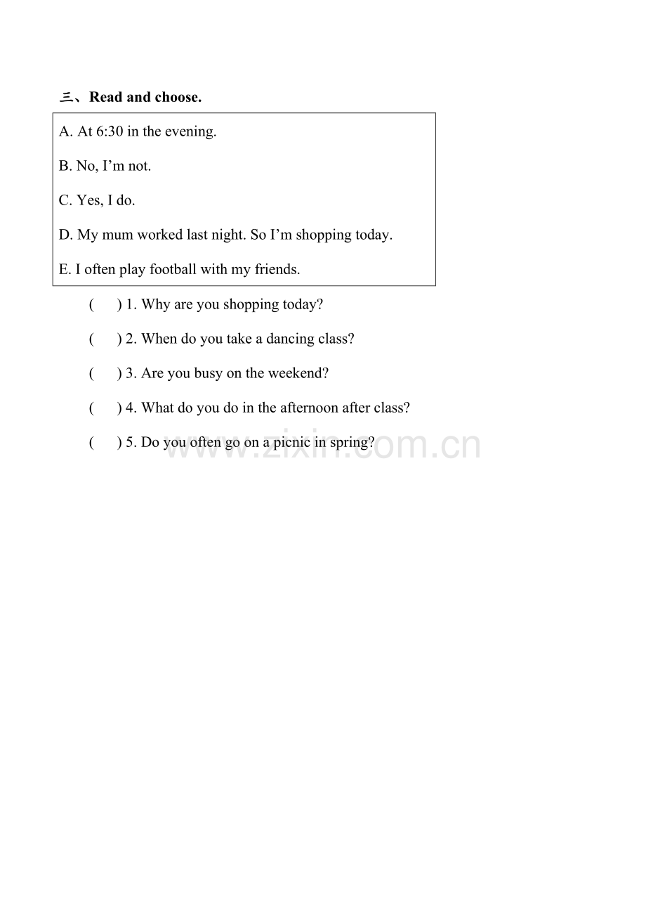 五年级下册英语人教版三年级起点Recycle-1-01测试卷-含答案.docx_第2页