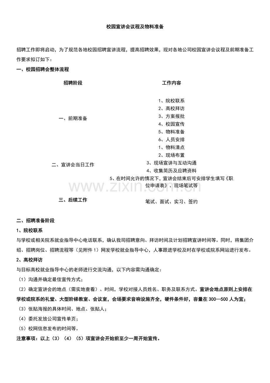 校园宣讲会议程与物料准备.doc_第1页
