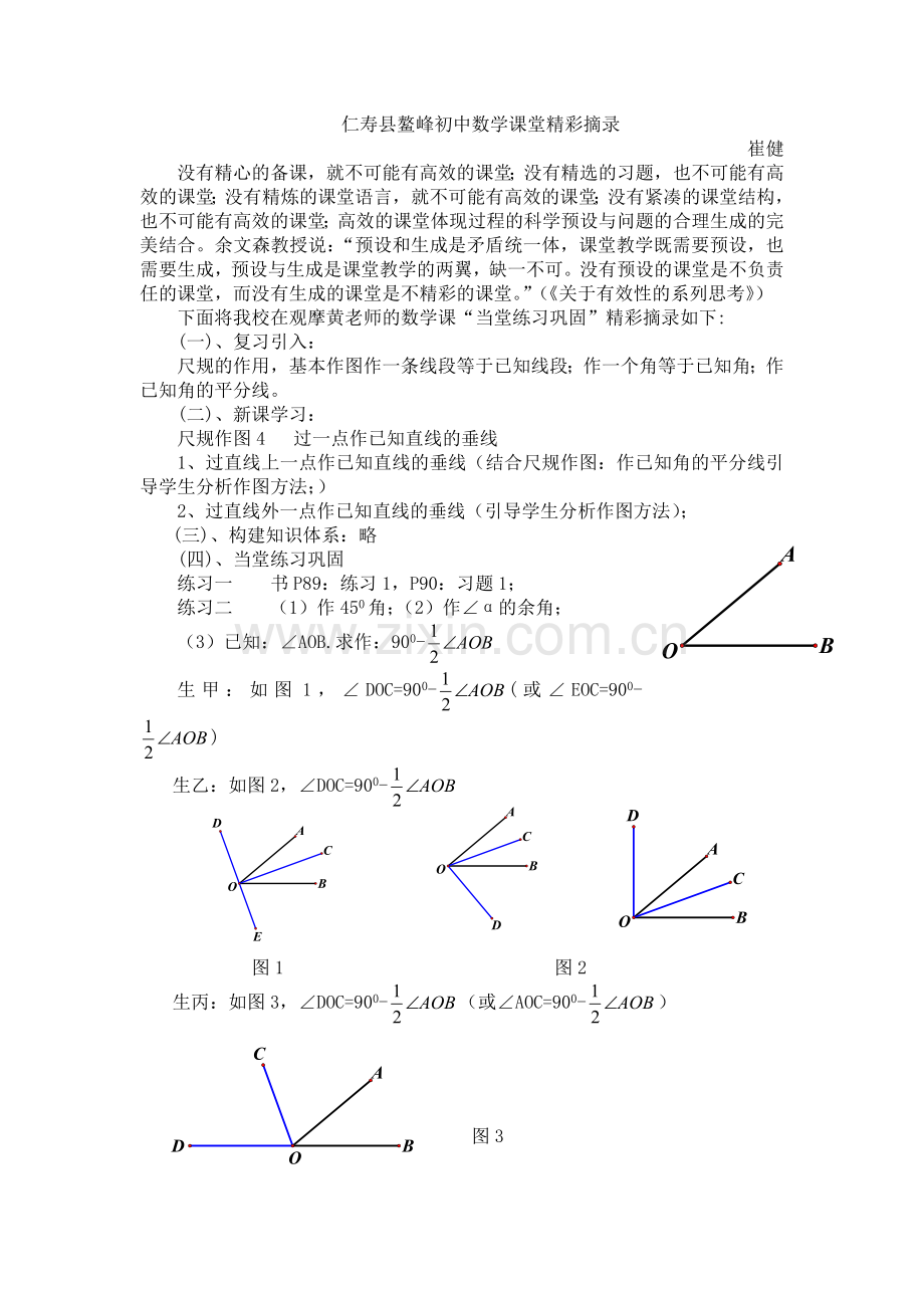 仁寿鳌峰初中数学课堂精彩摘录.doc_第1页