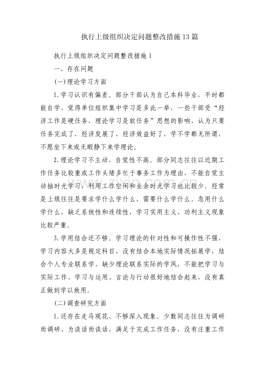 执行上级组织决定问题整改措施13篇.pdf_第1页