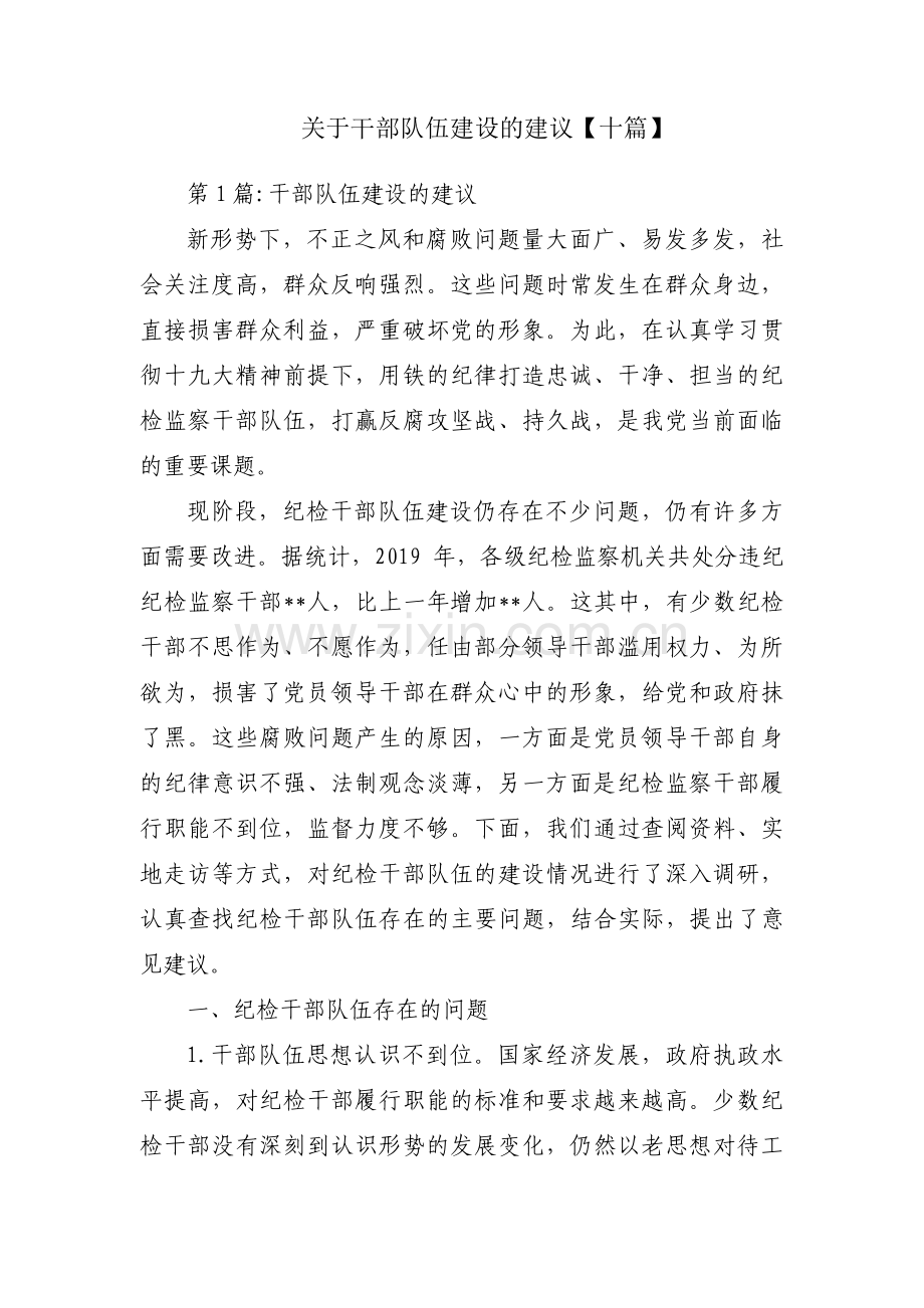 关于干部队伍建设的建议【十篇】.pdf_第1页