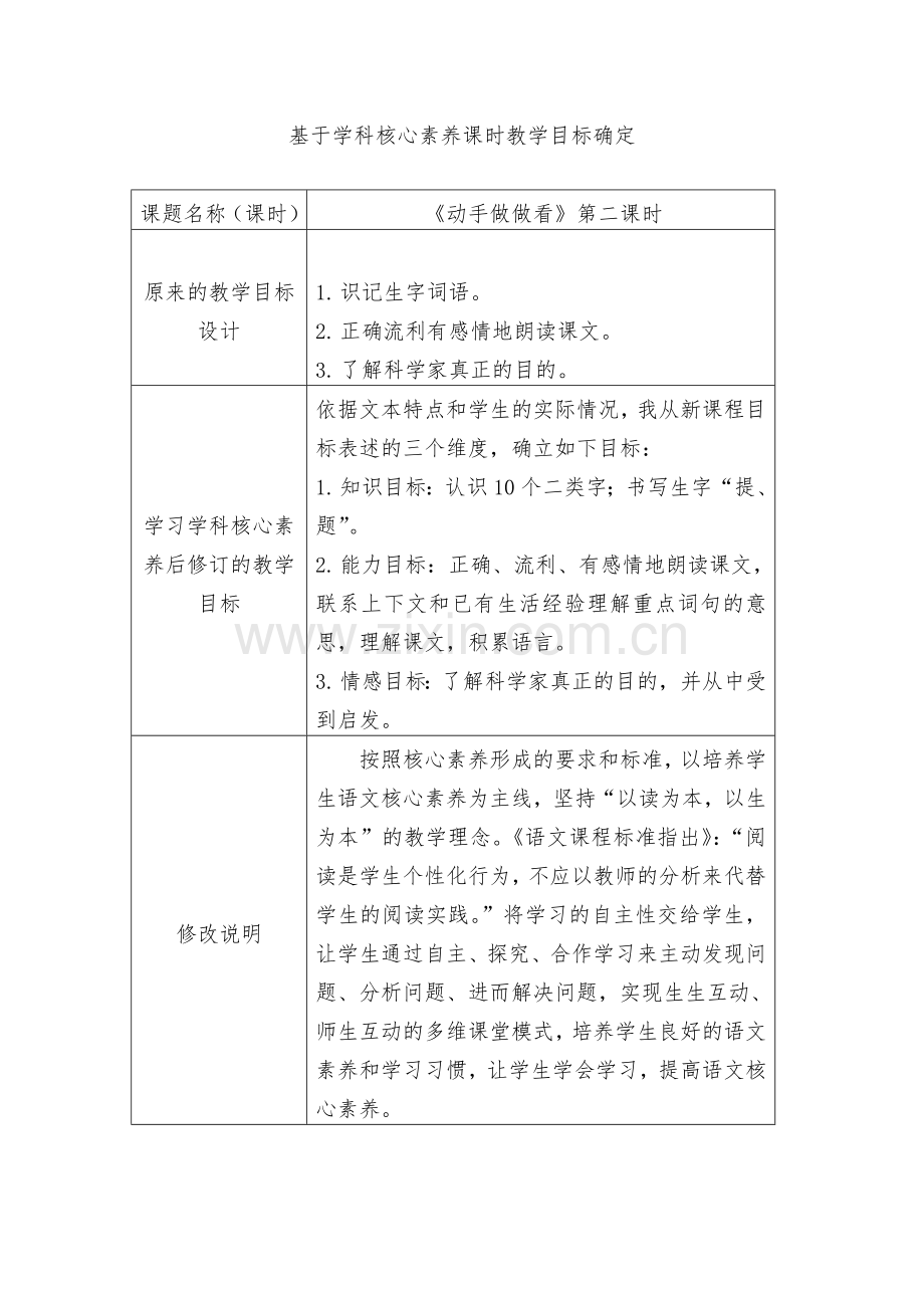 邢艳俊基于学科核心素养的课时教学目标确定.docx_第1页