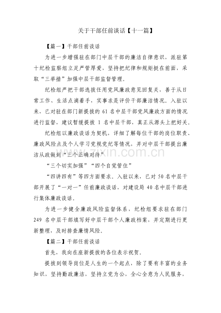 关于干部任前谈话【十一篇】.pdf_第1页