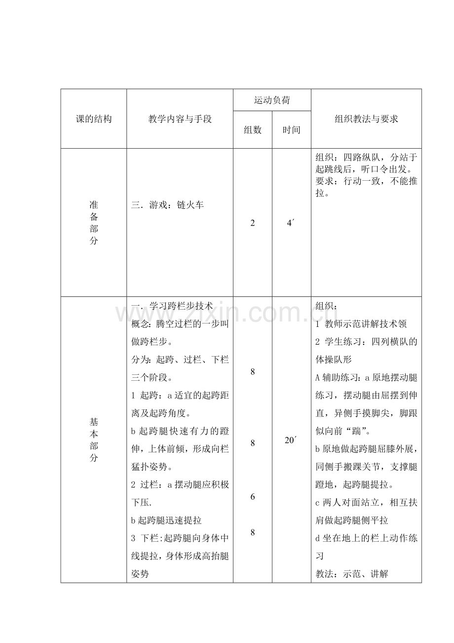 高中体育与健康课教学案跨栏惠中.doc_第2页