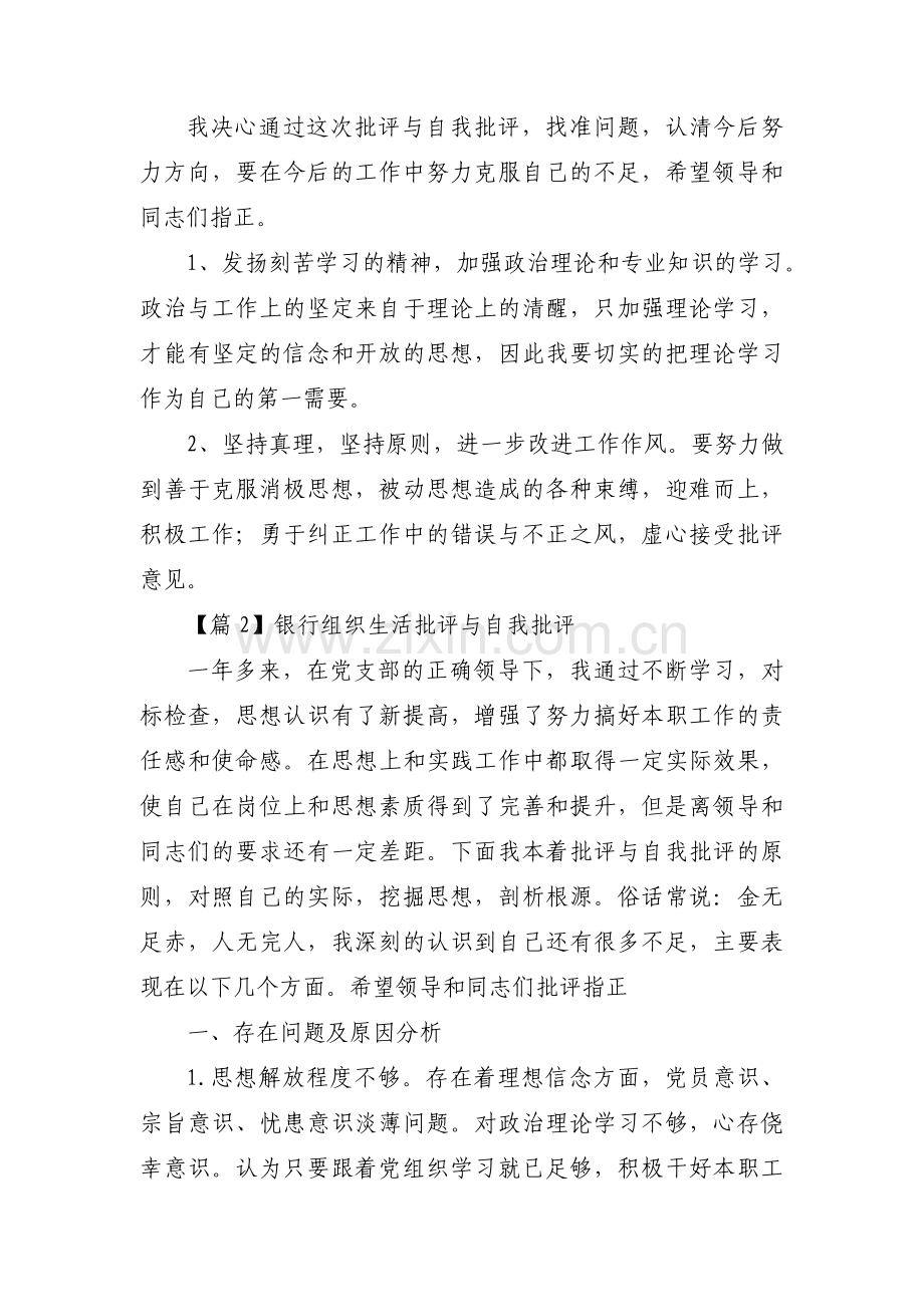 银行组织生活批评与自我批评范文九篇.pdf_第2页
