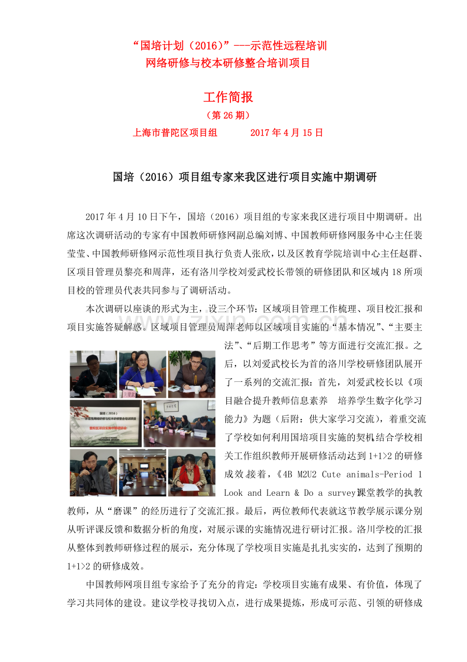 上海市普陀区项目组第二十六期简报.docx_第1页